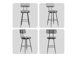 4 cadeiras de bar cinza com encosto, estilo industrial, altura do assento 65 cm