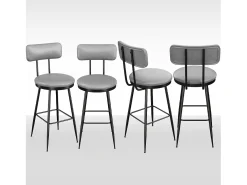 4 cadeiras de bar cinza com encosto, estilo industrial, altura do assento 65 cm