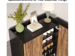 25 Pares de placas para sapatos, Armário Etagere de Grande Capacidade com Estrutura Preta para Entrada
