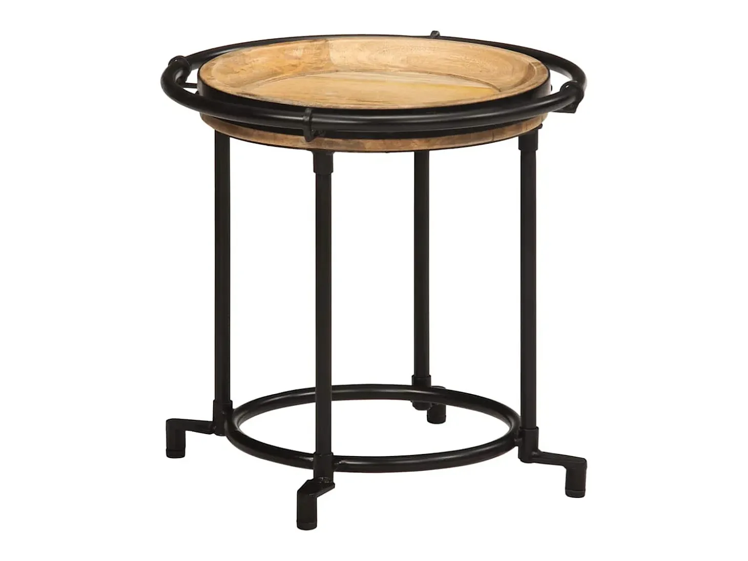 2 pcs Conjunto de mesa de apoio madeira de mangueira maciça