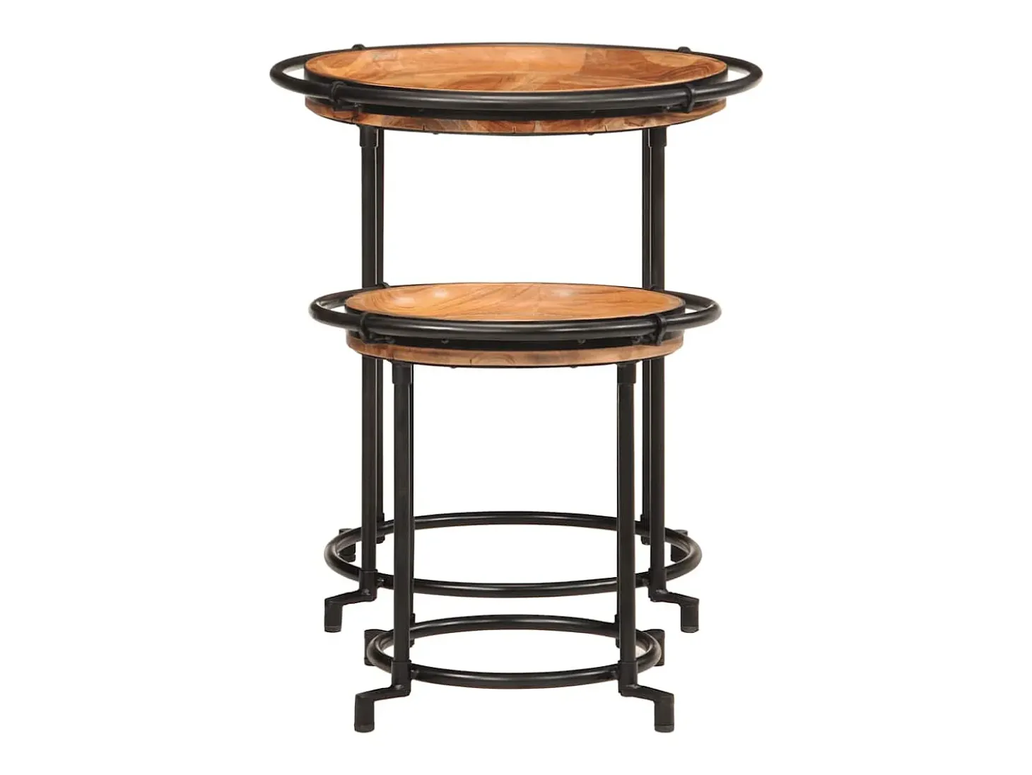 2 pcs Conjunto de mesa de apoio madeira de acácia maciça