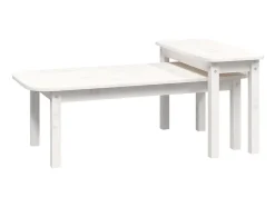 2 pcs conjunto de mesas de centro pinho maciço branco PT671027