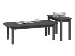 2 pcs conjunto de mesas de centro pinho maciço cinzento PT155479
