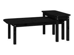 2 pcs conjunto de mesas de centro pinho maciço preto PT782113