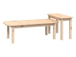 2 pcs conjunto de mesas de centro madeira de pinho maciça PT928914