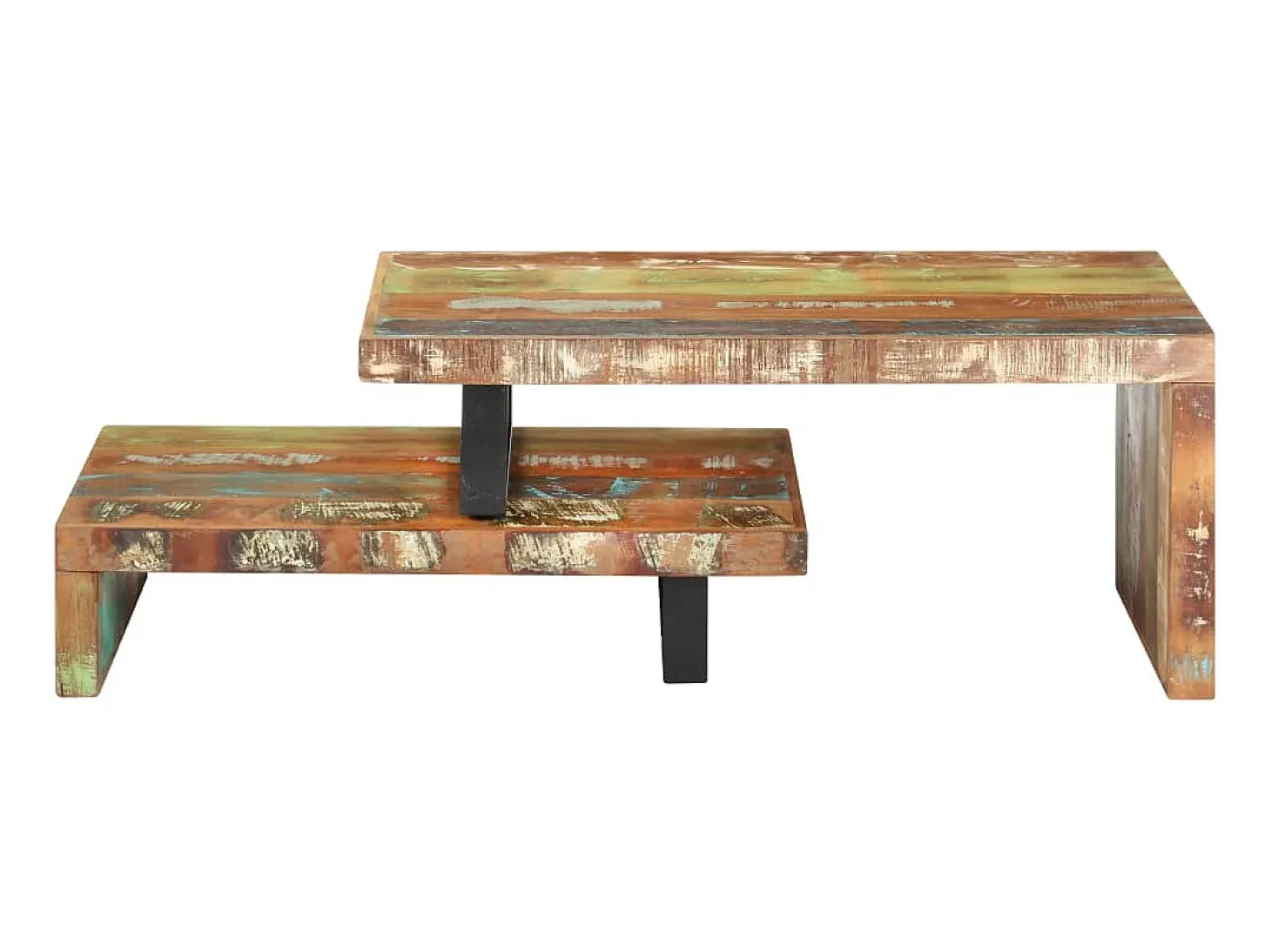 2 pcs conjunto de mesas de centro madeira recuperada maciça PT513526