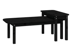 2 pcs conjunto de mesas de centro pinho maciço preto