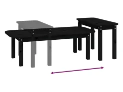 2 pcs conjunto de mesas de centro pinho maciço preto