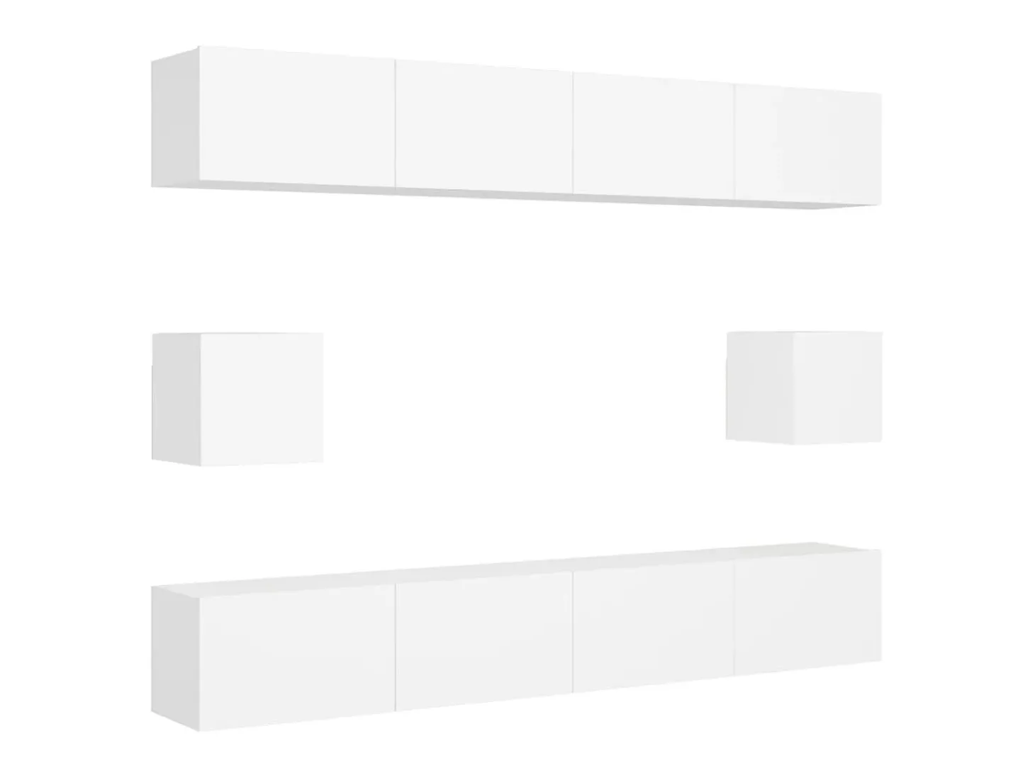 6 pcs conjunto de móveis de TV derivados de madeira branco PT736387