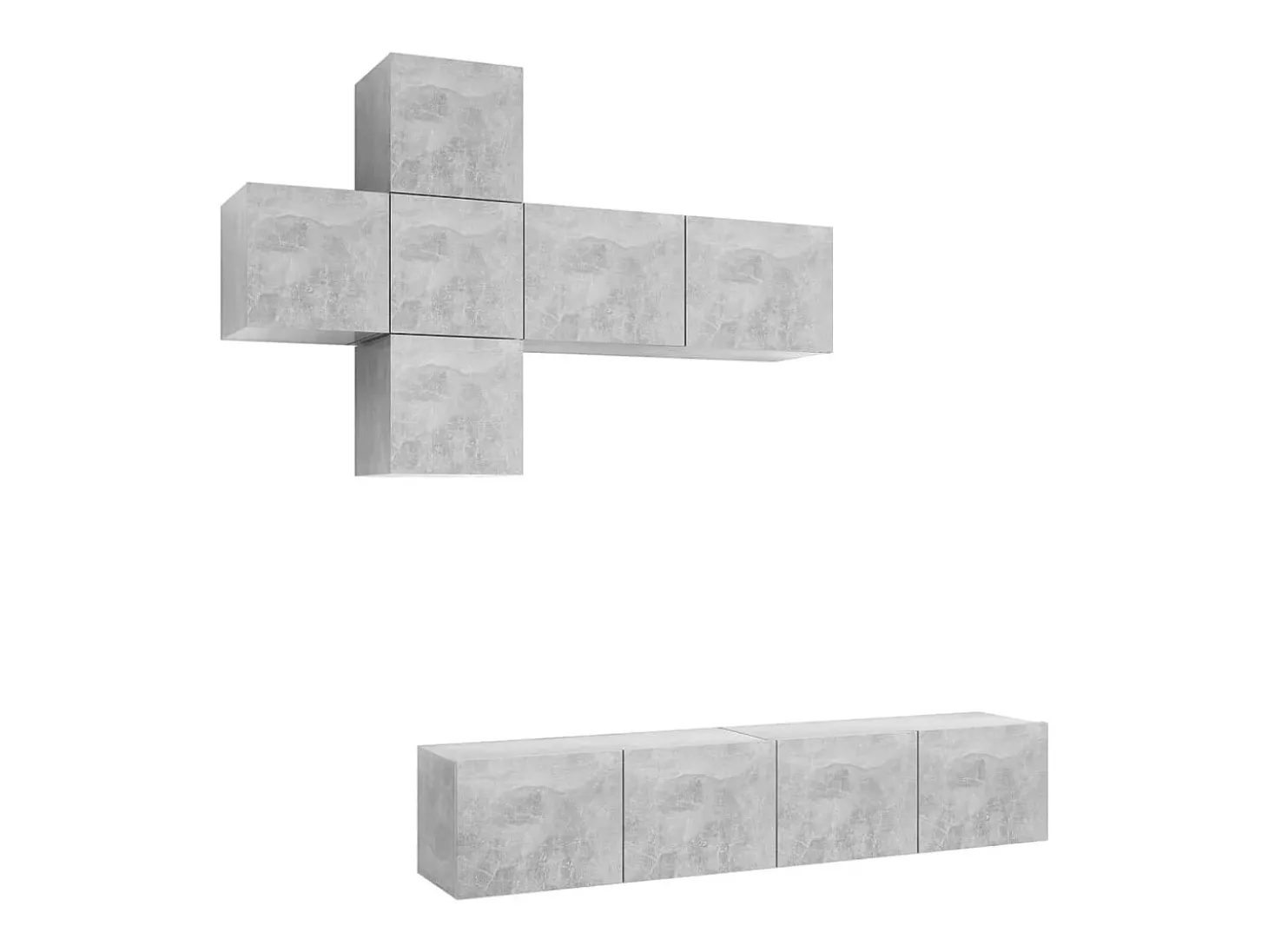 7 pcs conjunto de móveis de TV contraplacado cinzento cimento