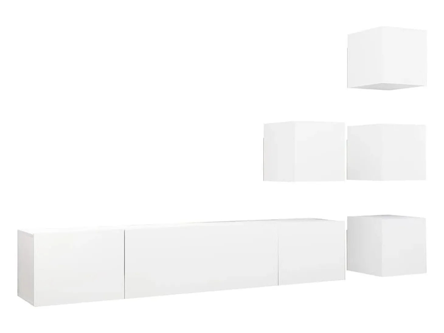 6 pcs conjunto de móveis de TV contraplacado branco