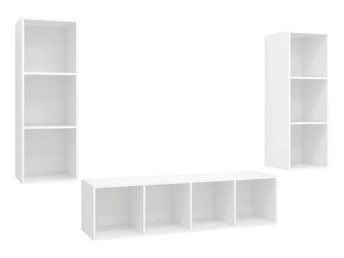 3 pcs conjunto de móveis de TV contraplacado branco PT427696