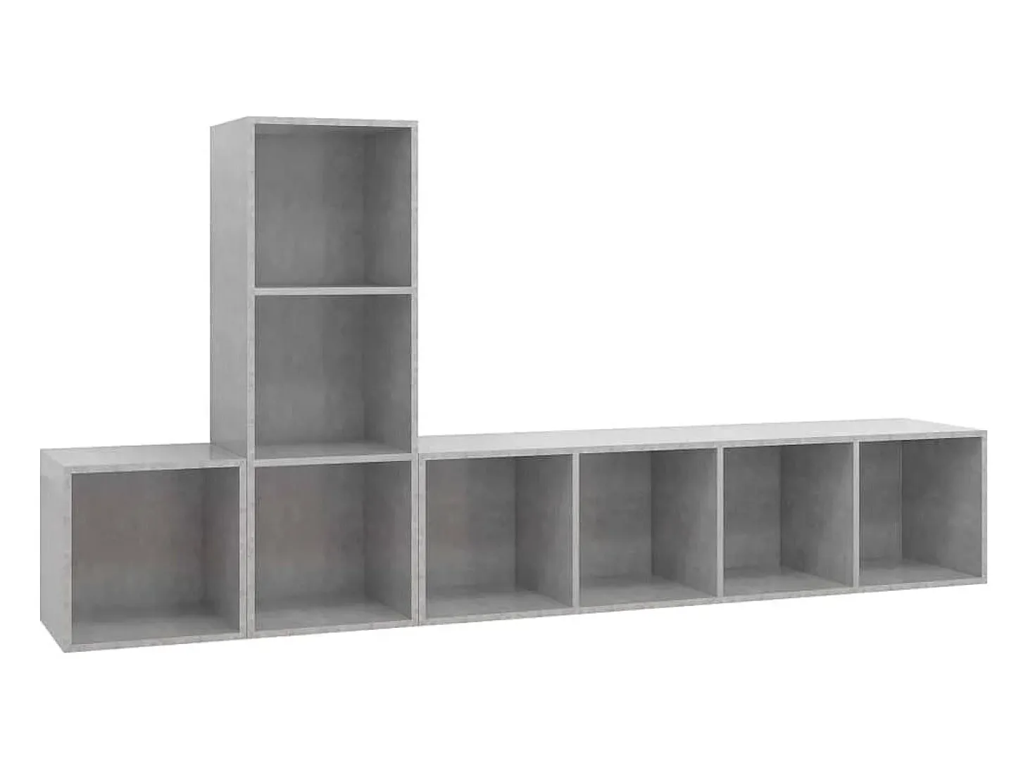 3 pcs conjunto de móveis de TV contraplacado cinzento cimento PT841607
