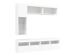 7 pcs conjunto de móveis de parede para TV com luzes LED branco PT730549