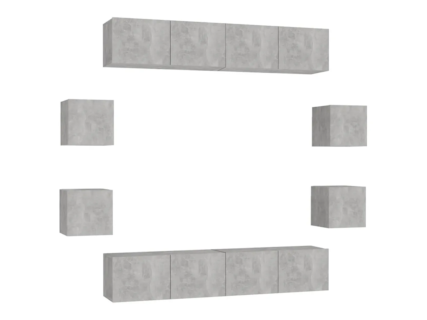 8 pcs conjunto de móveis de TV contraplacado cinzento cimento PT702457