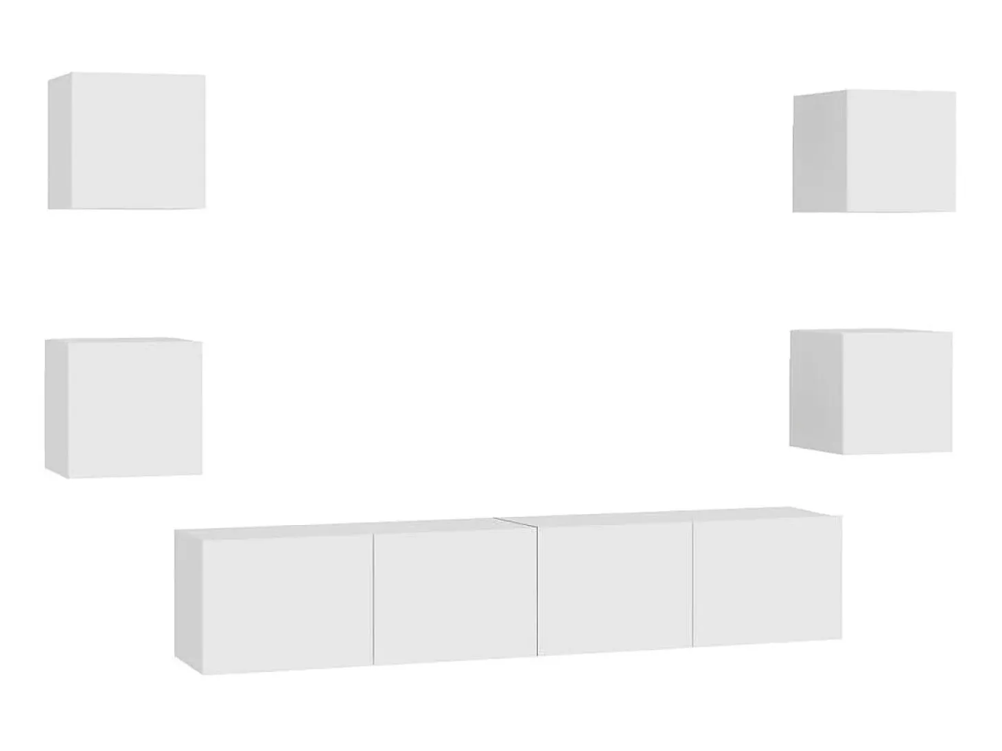 6 pcs conjunto de móveis de TV derivados de madeira branco PT445094