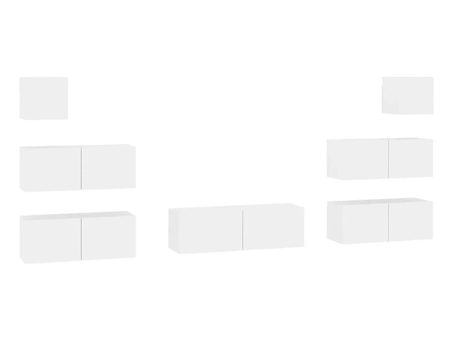 7 pcs conjunto de móveis de TV derivados de madeira branco PT782078