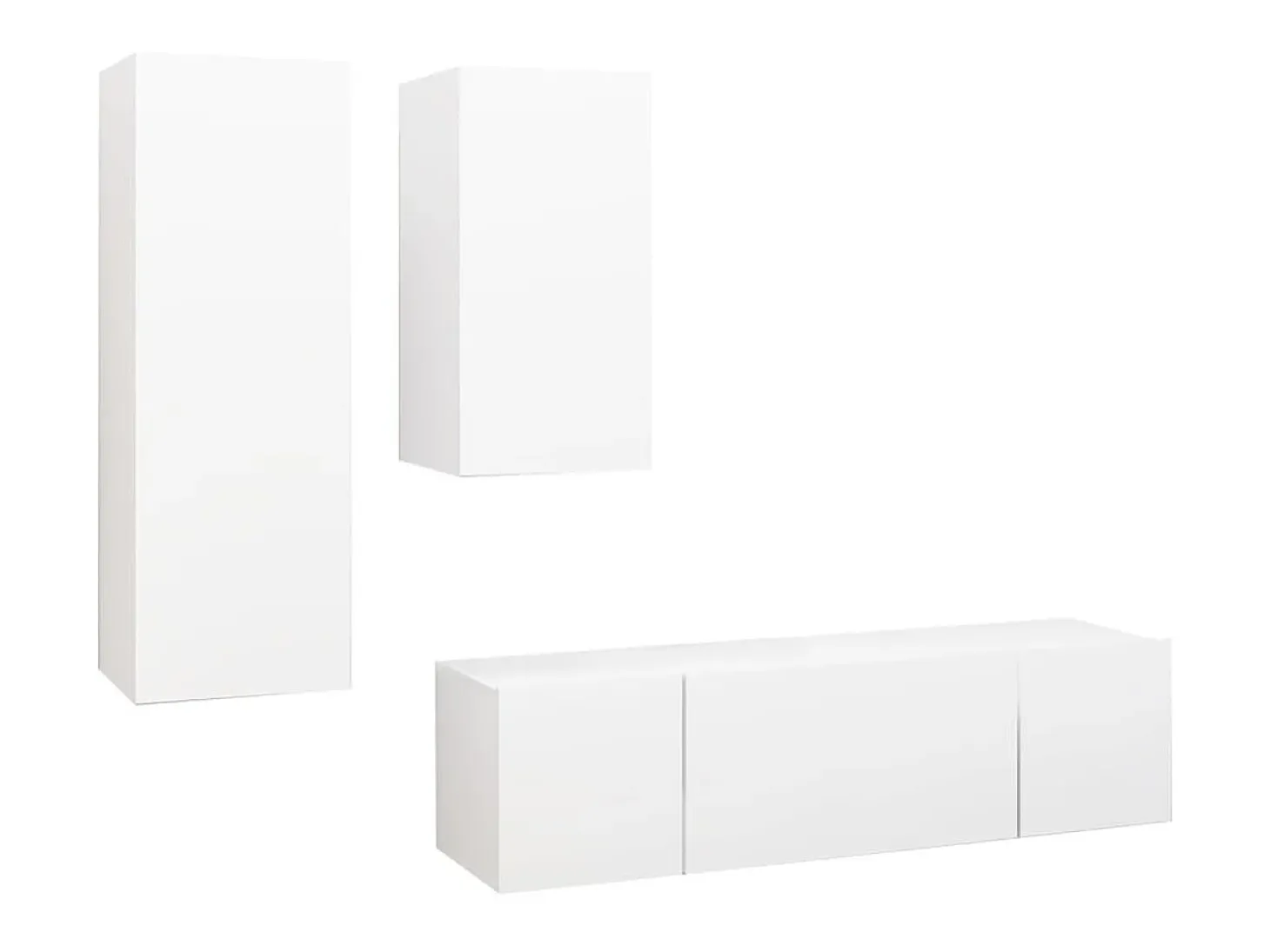 4 pcs conjunto de móveis de TV derivados de madeira branco PT905244