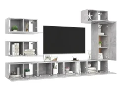 8 pcs conjunto de móveis de TV derivados madeira cinza cimento PT114633