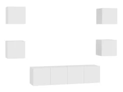 6 pcs conjunto de móveis de TV derivados de madeira branco PT511744