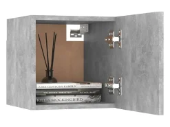 8 pcs conjunto de móveis de TV contraplacado cinzento cimento