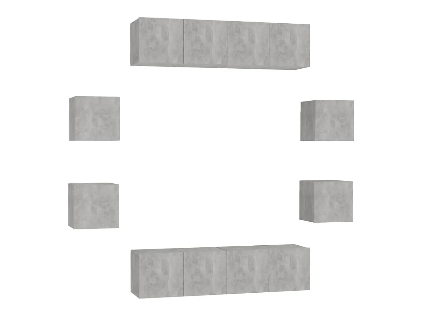 8 pcs conjunto de móveis de TV contraplacado cinzento cimento PT611972