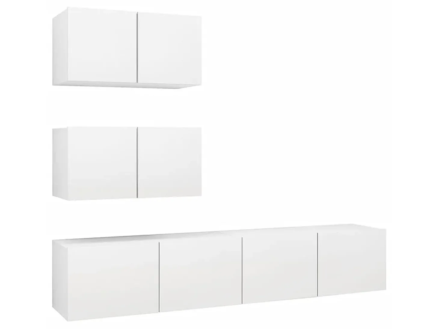 4 pcs conjunto de móveis de TV derivados de madeira branco PT887962
