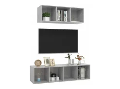 2 pcs conjunto de móveis de TV contraplacado cinzento cimento PT563038