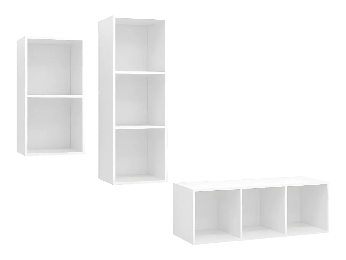 3 pcs conjunto de móveis de TV contraplacado branco PT442924