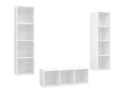 3 pcs conjunto de móveis de TV contraplacado branco PT550266