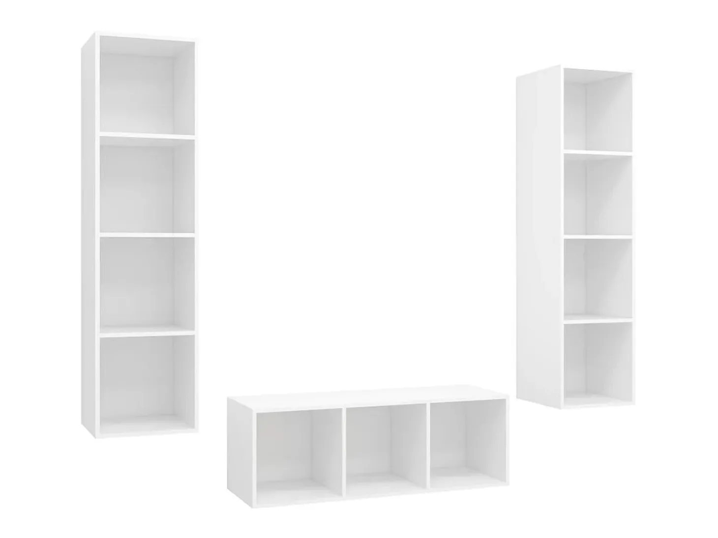 3 pcs conjunto de móveis de TV contraplacado branco PT550266