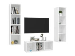3 pcs conjunto de móveis de TV contraplacado branco PT550266