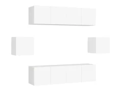 6 pcs conjunto de móveis de TV derivados de madeira branco PT501967