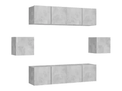 6 pcs conjunto de móveis de TV derivados madeira cinza cimento PT259381