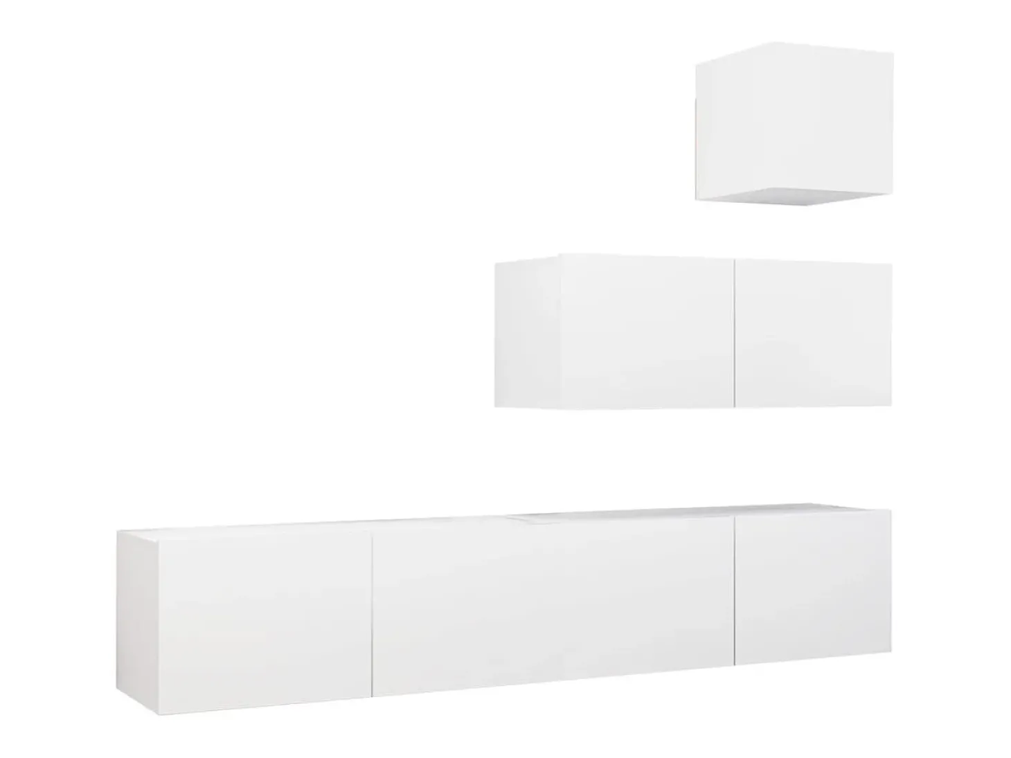 4 pcs conjunto de móveis de TV derivados de madeira branco PT711316