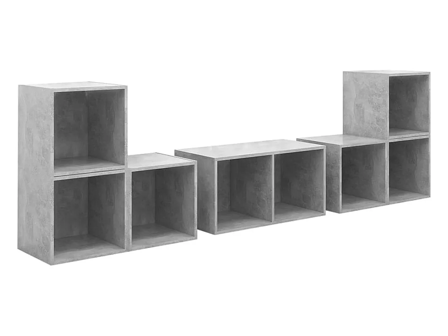 6 pcs conjunto de móveis de TV derivados madeira cinza cimento PT408279