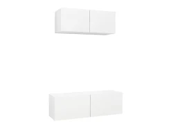 2 pcs conjunto de móveis de TV derivados de madeira branco PT181393