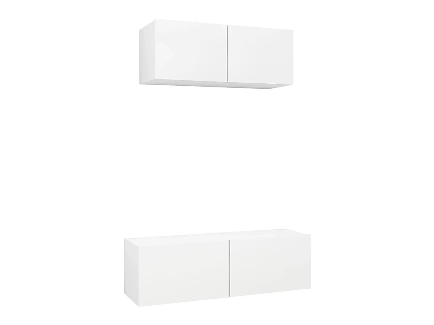 2 pcs conjunto de móveis de TV derivados de madeira branco PT181393