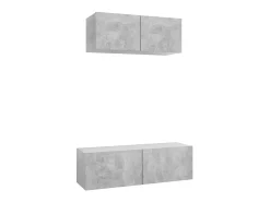 2 pcs conjunto de móveis de TV derivados madeira cinza cimento PT908406