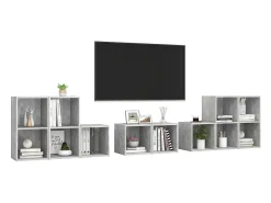 8 pcs conjunto de móveis de TV derivados madeira cinza cimento PT966541