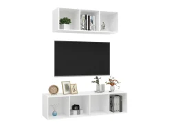 2 pcs conjunto de móveis de TV contraplacado branco PT975926