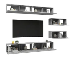 6 pcs conjunto de móveis de TV derivados madeira cinza cimento PT271270