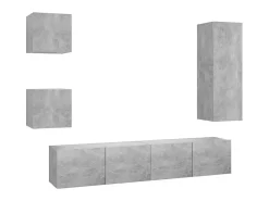5 pcs conjunto de móveis de TV derivados madeira cinza cimento PT186105
