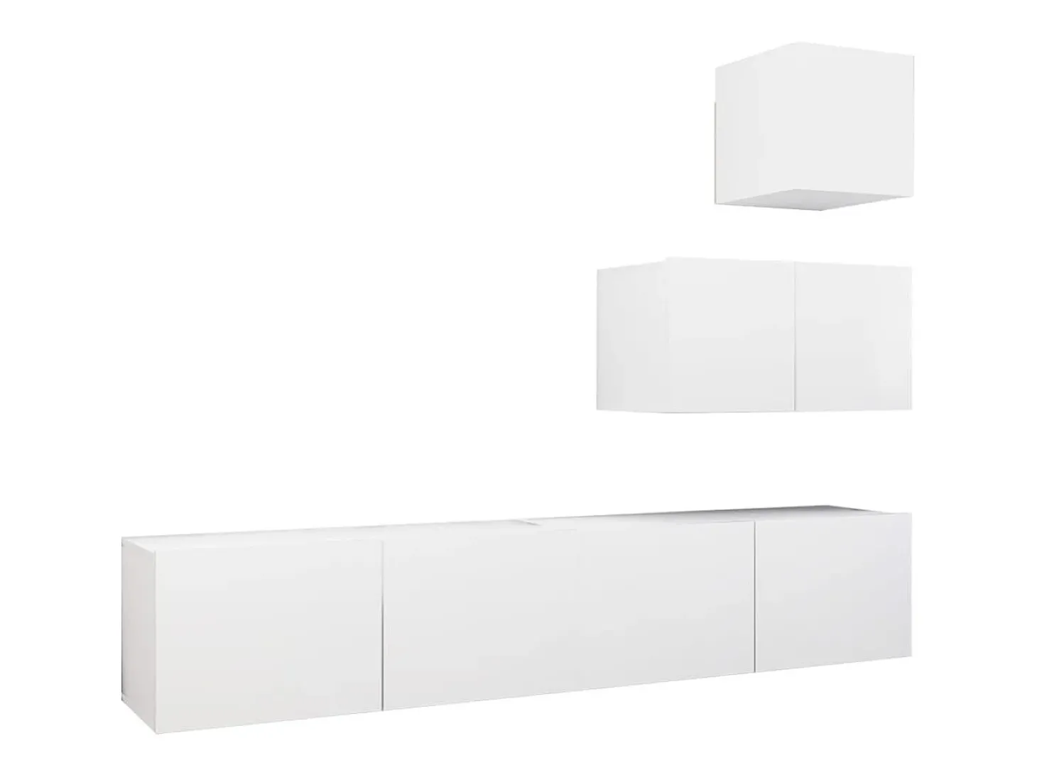 4 pcs conjunto de móveis de TV derivados de madeira branco