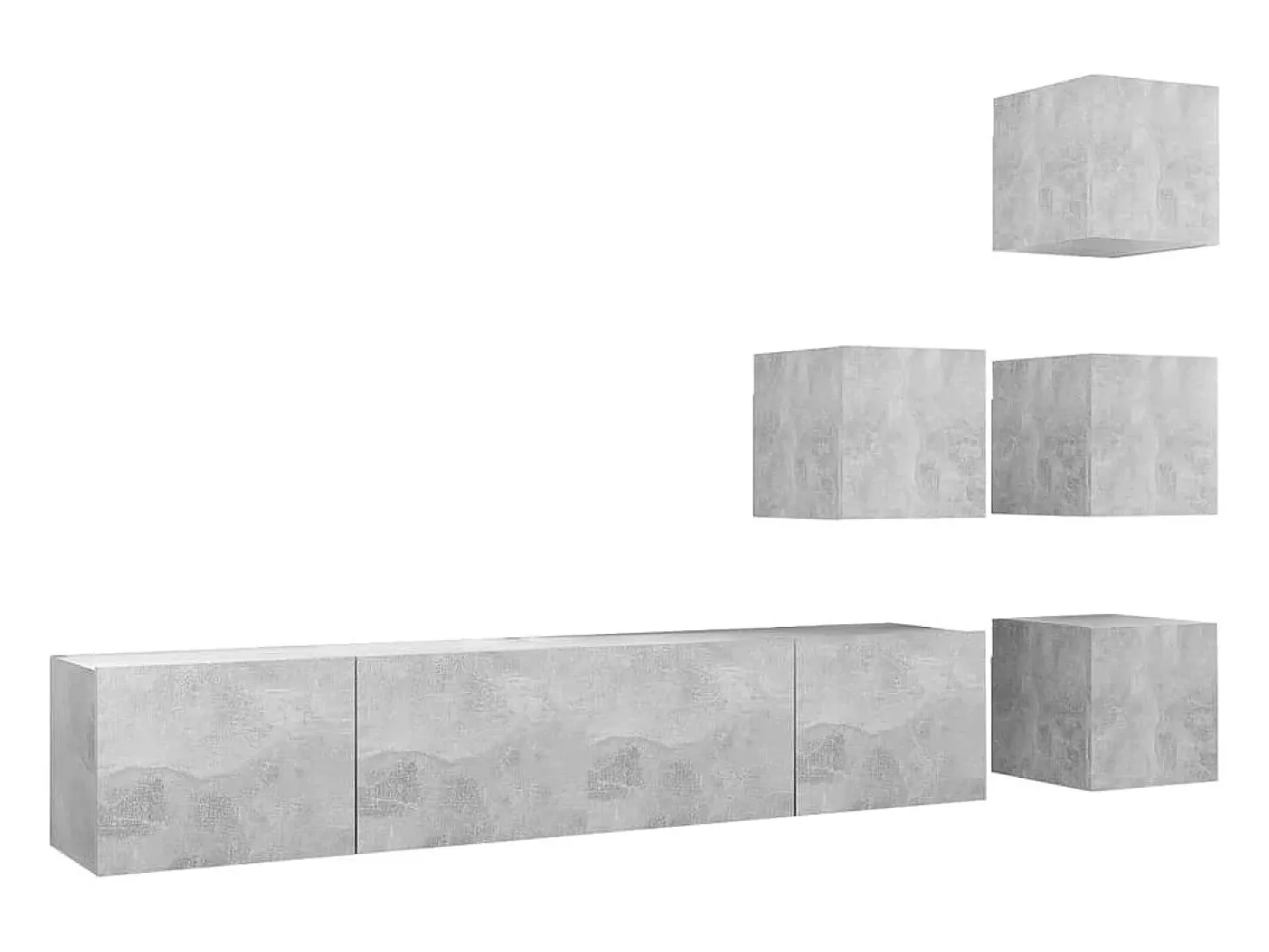6 pcs conjunto de móveis de TV contraplacado cinzento cimento