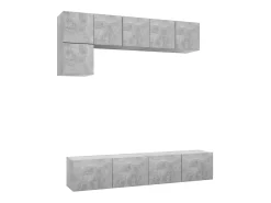 5 pcs conjunto de móveis de TV derivados madeira cinza cimento PT434970