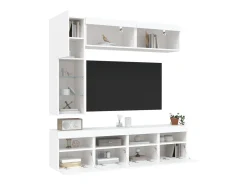 7 pcs conjunto de móveis de parede para TV com luzes LED branco