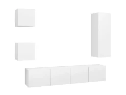5 pcs conjunto de móveis de TV derivados de madeira branco PT738792