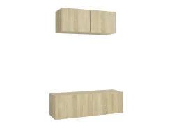 2 pcs conjunto de móveis TV derivados madeira carvalho sonoma PT123659