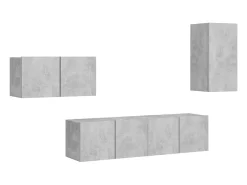4 pcs conjunto de móveis TV derivados madeira cinzento cimento PT689083